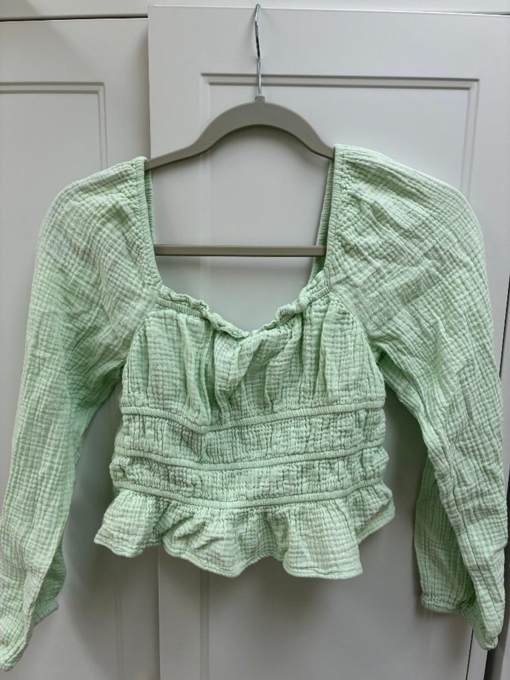 Wild Fable Mint Green Smocked Peplum Top S